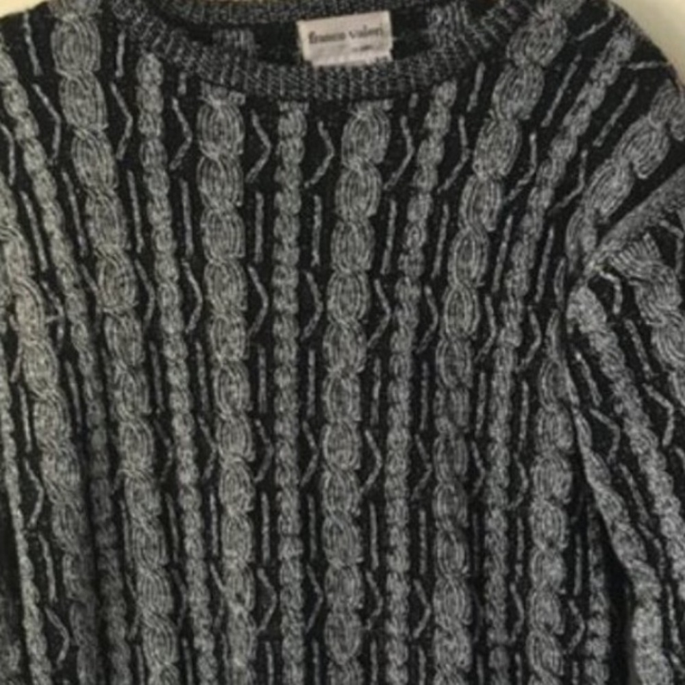 Franco Valeri Vintage 80s Cable Knit Metallic Knit Sweater Top Tunic Chunky Rare - Picture 9 of 15